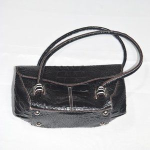 Black Faux Crocodile Mini "Doctor" Bag/Purse